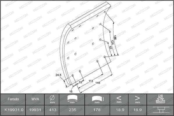 Ferodo K19931.0TG - Комплект тормозных башмаков, барабанные тормоза autosila-amz.com