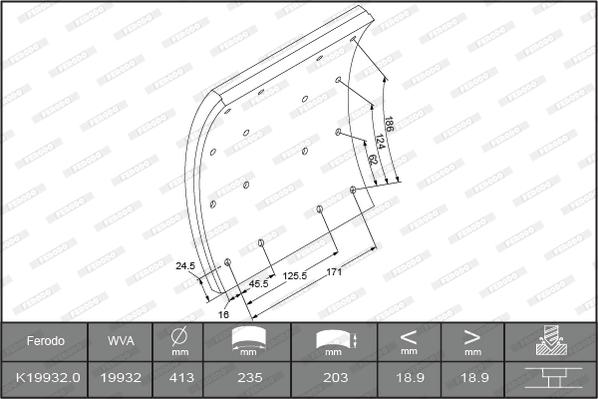 Ferodo K19932.0TG - Комплект тормозных башмаков, барабанные тормоза autosila-amz.com