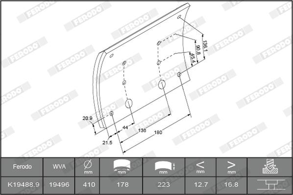 Ferodo K19488.1-F3664 - Комплект тормозных башмаков, барабанные тормоза autosila-amz.com