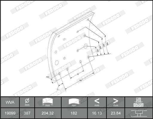 Ferodo K19099.2-F3653 - Комплект тормозных башмаков, барабанные тормоза autosila-amz.com