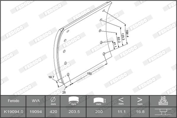 Ferodo K19094.3-F3658 - Комплект тормозных башмаков, барабанные тормоза autosila-amz.com