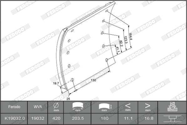 Ferodo K19032.9-F3658 - Комплект тормозных башмаков, барабанные тормоза autosila-amz.com