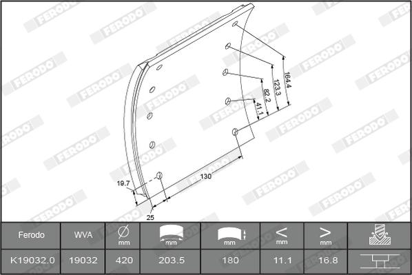 Ferodo K19032.3-F3658 - Комплект тормозных башмаков, барабанные тормоза autosila-amz.com