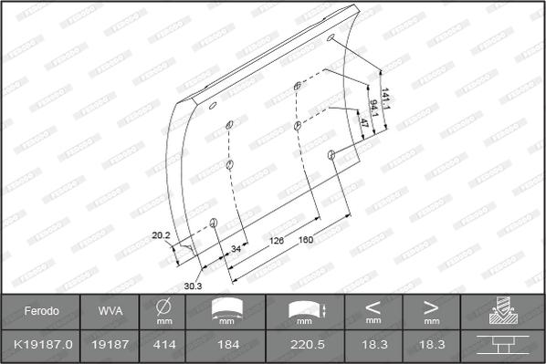 Ferodo K19187.0-F3537 - Комплект тормозных башмаков, барабанные тормоза autosila-amz.com