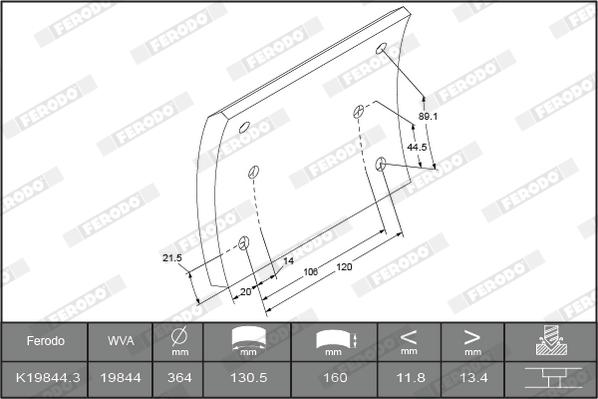 Ferodo K19844.0-F3658 - Комплект тормозных башмаков, барабанные тормоза autosila-amz.com