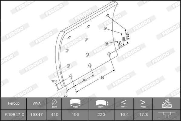 Ferodo K19847.9-F3539 - Комплект тормозных башмаков, барабанные тормоза autosila-amz.com