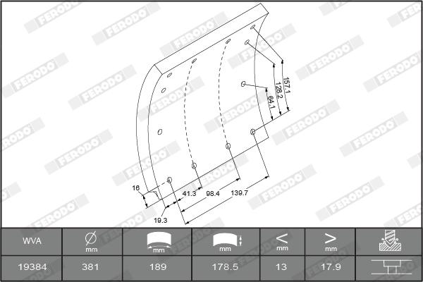 Ferodo K19384.0-F3664 - Комплект тормозных башмаков, барабанные тормоза autosila-amz.com