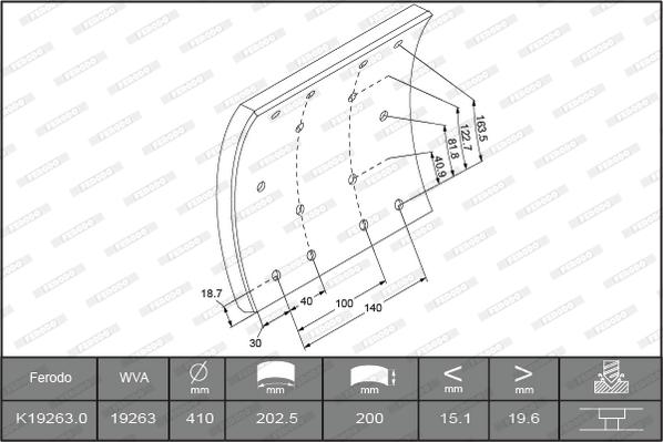 Ferodo K19263.0TG - Комплект тормозных башмаков, барабанные тормоза autosila-amz.com