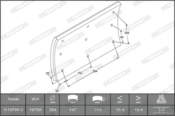 Ferodo K19799.1-F3554 - Комплект тормозных башмаков, барабанные тормоза autosila-amz.com