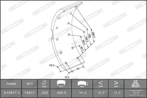 Ferodo K15817.1-F3652 - Комплект тормозных башмаков, барабанные тормоза autosila-amz.com