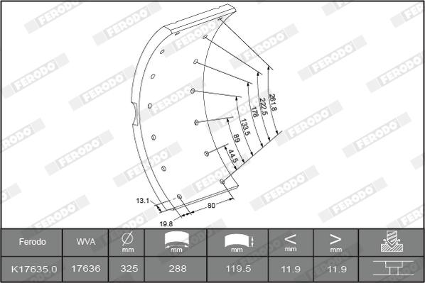 Ferodo K17635.9-F3653 - Комплект тормозных башмаков, барабанные тормоза autosila-amz.com