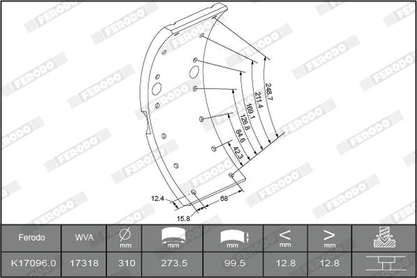 Ferodo K17096.1-F3653 - Комплект тормозных башмаков, барабанные тормоза autosila-amz.com