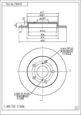 FI.BA FBD443 - Тормозной диск autosila-amz.com
