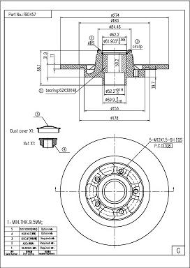 FI.BA FBD457 - Тормозной диск autosila-amz.com