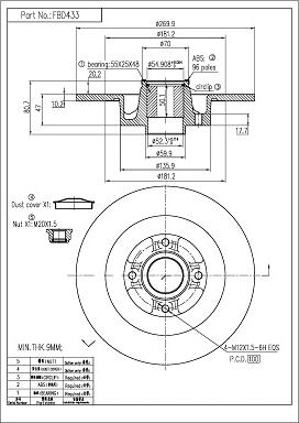 FI.BA FBD433 - Тормозной диск autosila-amz.com