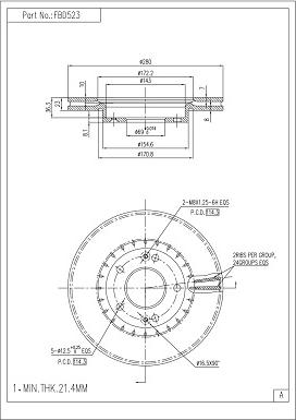 FI.BA FBD523 - Тормозной диск autosila-amz.com