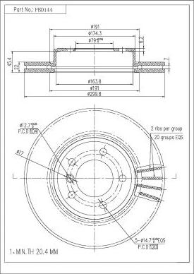 FI.BA FBD144 - Тормозной диск autosila-amz.com