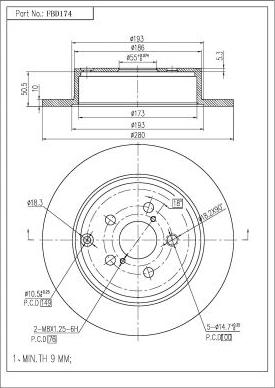 FI.BA FBD174 - Тормозной диск autosila-amz.com