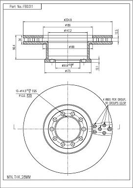 FI.BA FBD311 - Тормозной диск autosila-amz.com