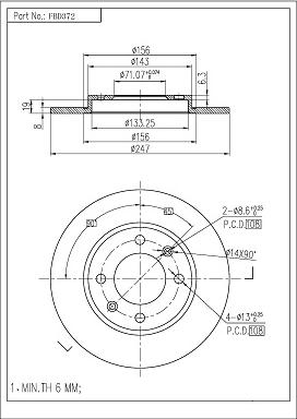 FI.BA FBD372 - Тормозной диск autosila-amz.com