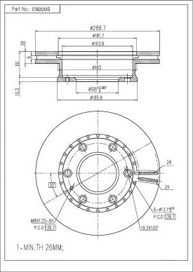 FI.BA FBD205 - Тормозной диск autosila-amz.com