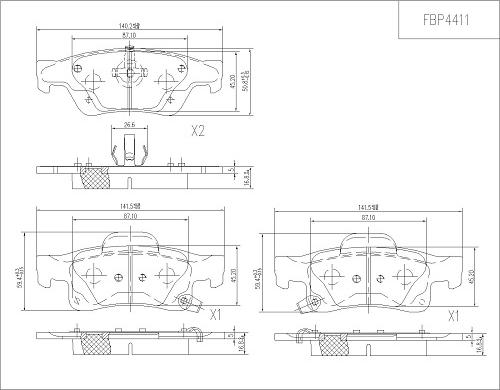 FI.BA FBP4411 - Тормозные колодки, дисковые, комплект autosila-amz.com