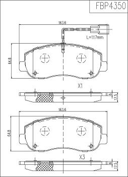 FI.BA FBP4350 - Тормозные колодки, дисковые, комплект autosila-amz.com