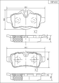 FI.BA FBP4357 - Тормозные колодки, дисковые, комплект autosila-amz.com