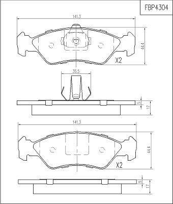 FI.BA FBP4304 - Тормозные колодки, дисковые, комплект autosila-amz.com