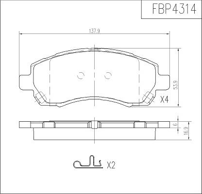 FI.BA FBP4314 - Тормозные колодки, дисковые, комплект autosila-amz.com