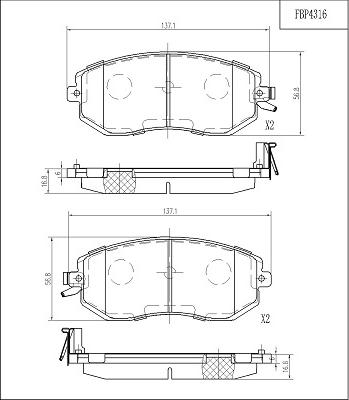 FI.BA FBP4316 - Тормозные колодки, дисковые, комплект autosila-amz.com