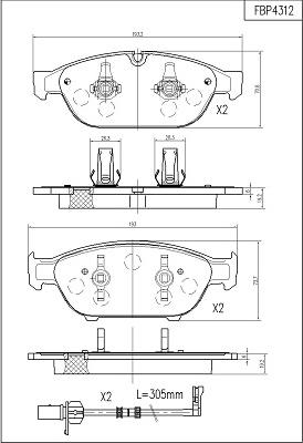 FI.BA FBP4312 - Тормозные колодки, дисковые, комплект autosila-amz.com