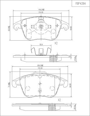 FI.BA FBP4384 - Тормозные колодки, дисковые, комплект autosila-amz.com