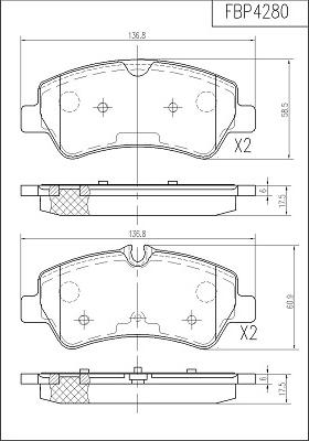 FI.BA FBP4280 - Тормозные колодки, дисковые, комплект autosila-amz.com