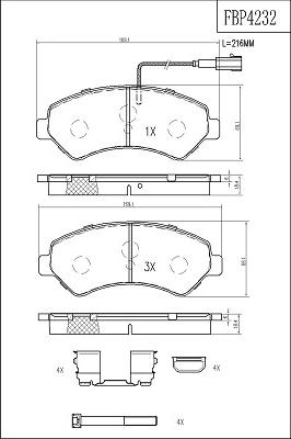 FI.BA FBP4232 - Тормозные колодки, дисковые, комплект autosila-amz.com