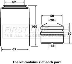 First Line FPK7028 - Пылезащитный комплект, амортизатор autosila-amz.com