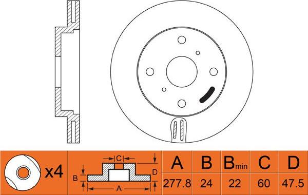 FIT FR0434V - Тормозной диск autosila-amz.com