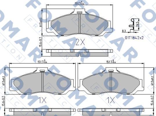 FOMAR Friction FO 994281 - Тормозные колодки, дисковые, комплект autosila-amz.com