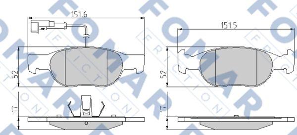 FOMAR Friction FO 901581 - Тормозные колодки, дисковые, комплект autosila-amz.com