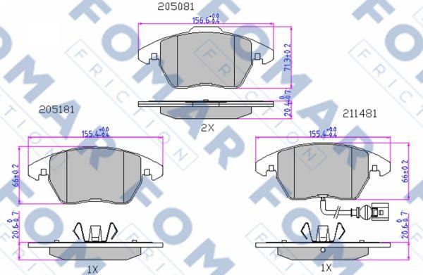 FOMAR Friction FO 912981 - Тормозные колодки, дисковые, комплект autosila-amz.com