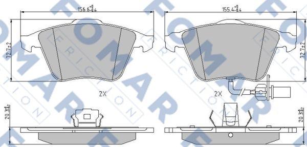 FOMAR Friction FO 912281 - Тормозные колодки, дисковые, комплект autosila-amz.com