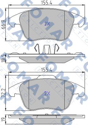 FOMAR Friction FO 930481 - Тормозные колодки, дисковые, комплект autosila-amz.com