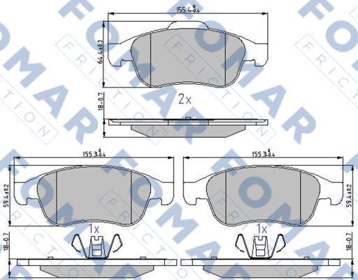 FOMAR Friction FO 931481 - Тормозные колодки, дисковые, комплект autosila-amz.com