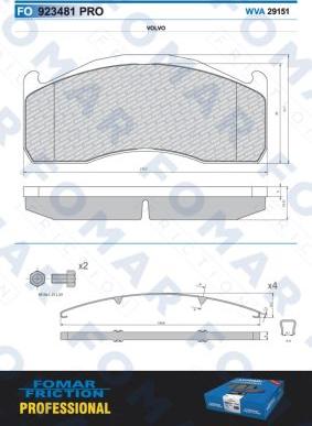 FOMAR Friction FO 923481 - Тормозные колодки, дисковые, комплект autosila-amz.com