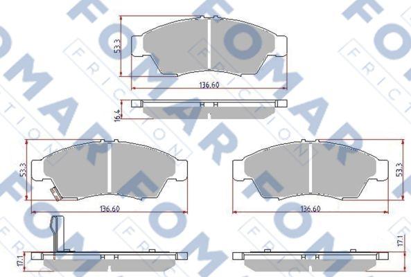 FOMAR Friction FO 923881 - Тормозные колодки, дисковые, комплект autosila-amz.com