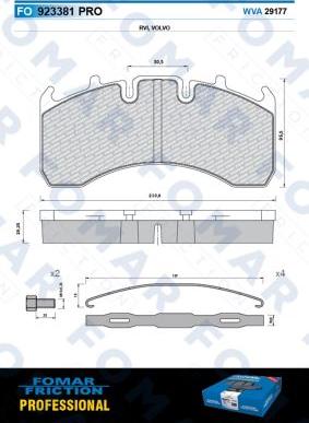 FOMAR Friction FO 923381 - Тормозные колодки, дисковые, комплект autosila-amz.com