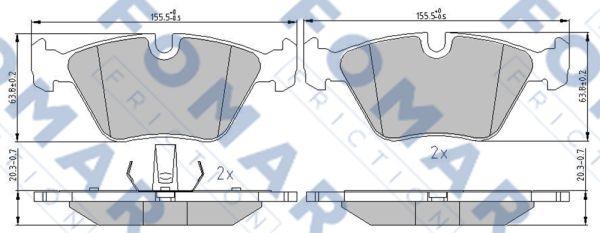 FOMAR Friction FO 927381 - Тормозные колодки, дисковые, комплект autosila-amz.com