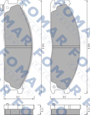 FOMAR Friction FO 460781 - Тормозные колодки, дисковые, комплект autosila-amz.com