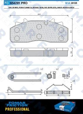 FOMAR Friction FO 654281 - Тормозные колодки, дисковые, комплект autosila-amz.com