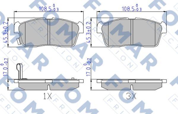 FOMAR Friction FO 603681 - Тормозные колодки, дисковые, комплект autosila-amz.com